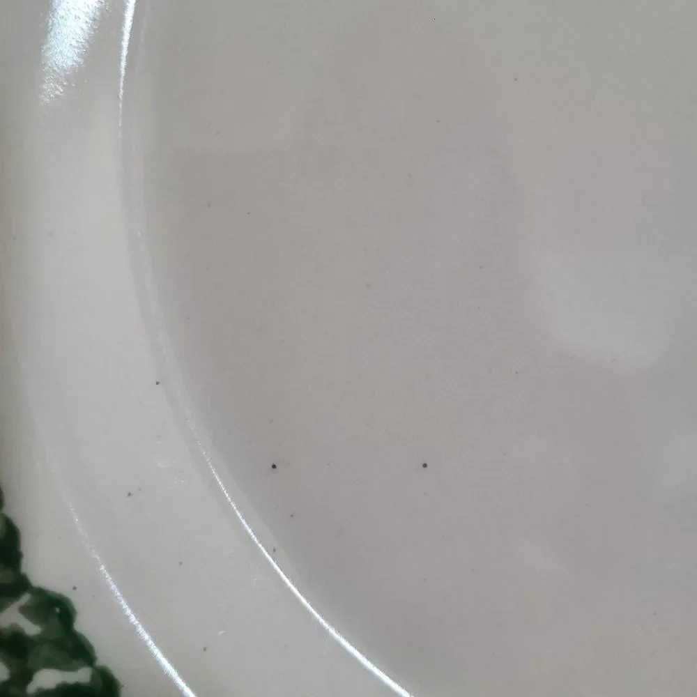 Workshops of Gerald E. Henn Pottery Green Roseville Spongeware Holiday Plate VTG